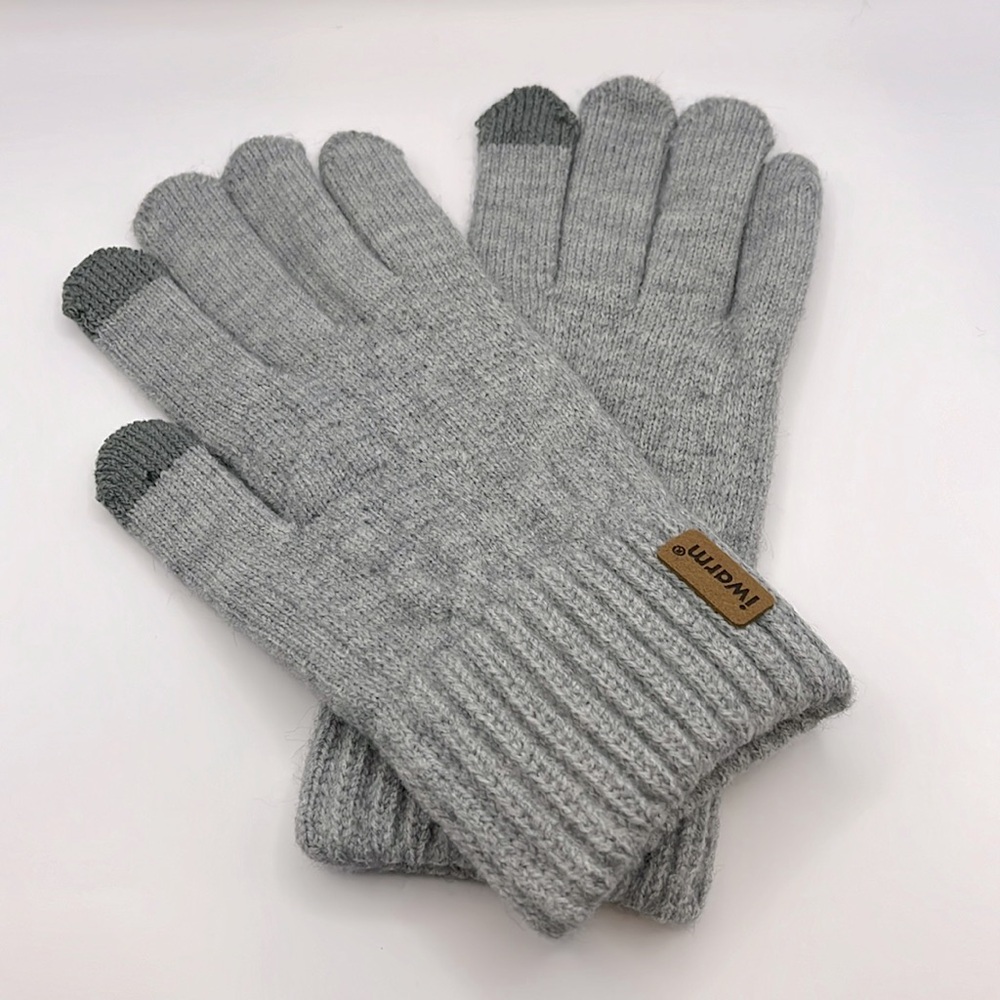 Touch Screen Compatible Light Gray Alpaca Wool Gloves